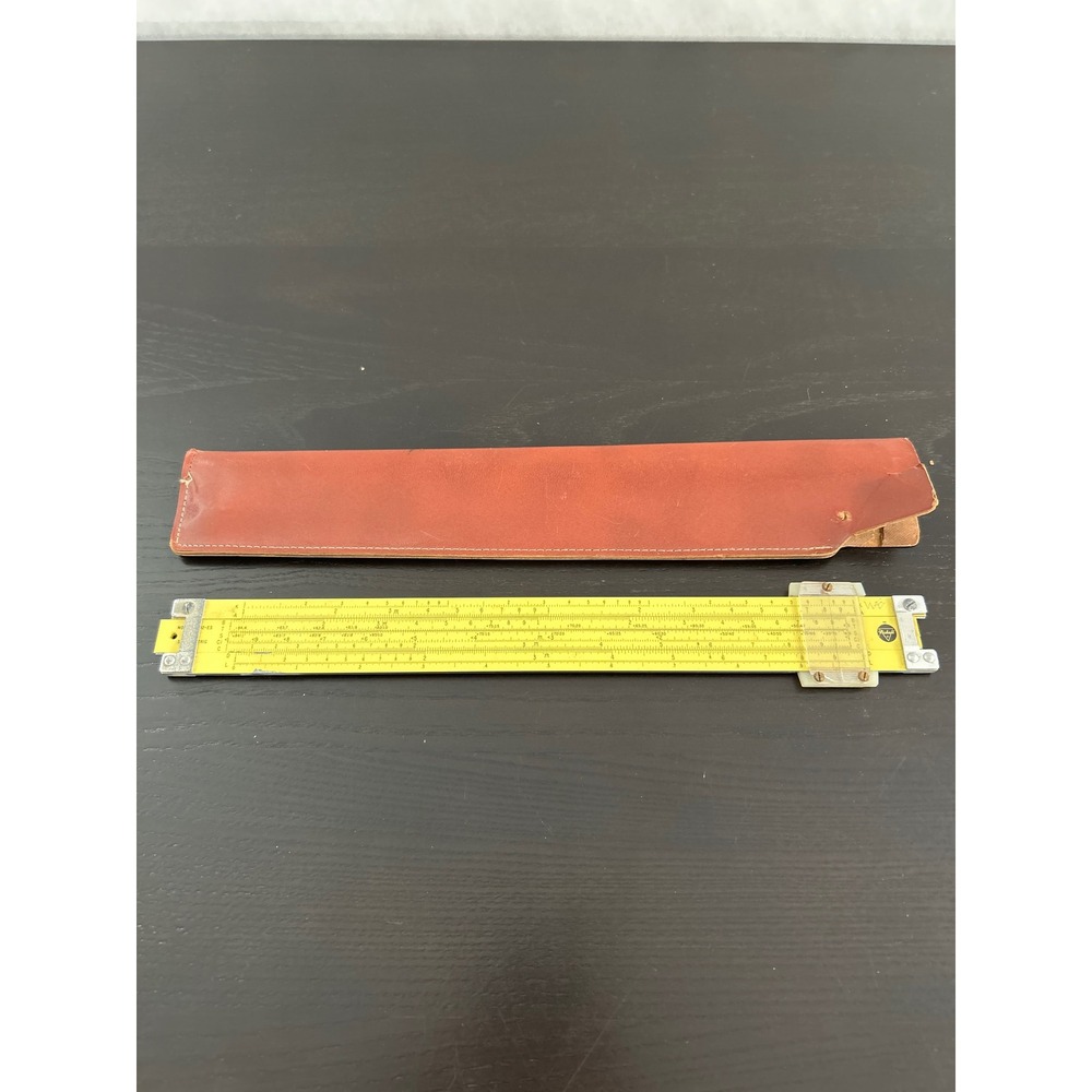Vintage Pickett N902-ES Slide Rule Yellow Eye-Saver Leather Case Engineering